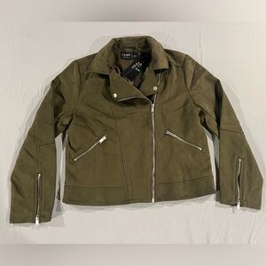 Spym Women's Olive Green Moto Biker Jacket Size XL NWT